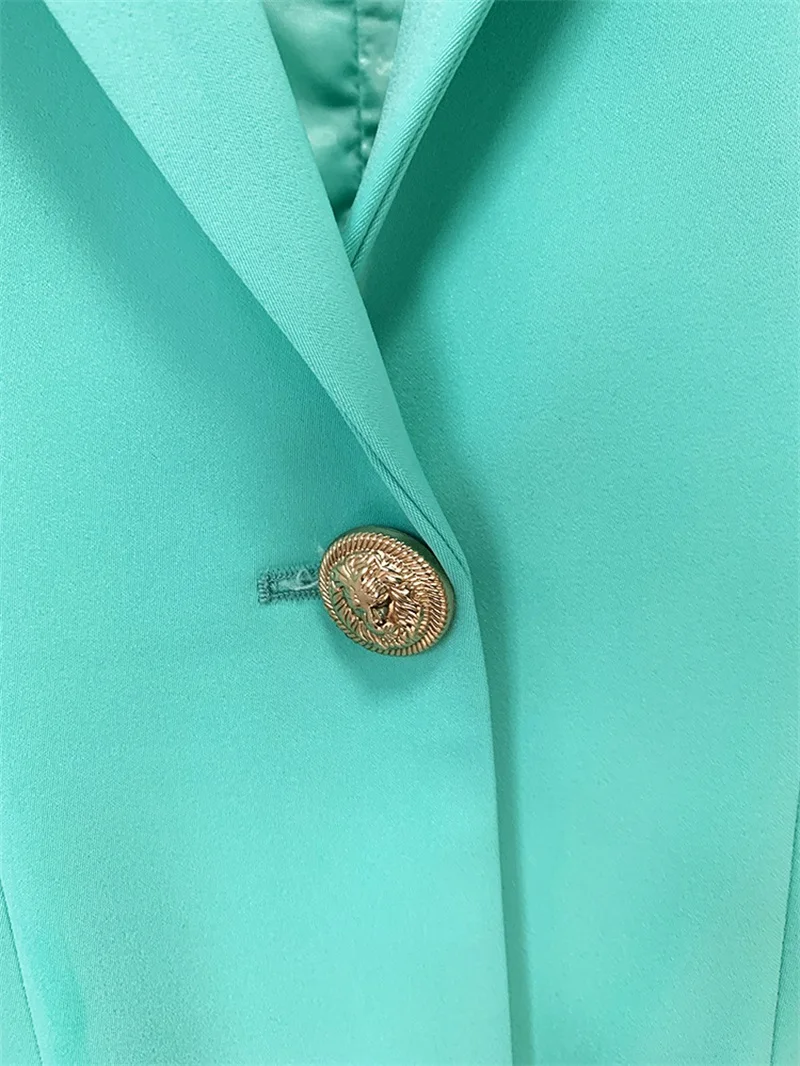 Terno de lapelas de comprimento médio para mulheres, saia lápis de comprimento médio, blazer preto verde, manga longa, lindo topo de algodão com fivela única, mais novo em estoque