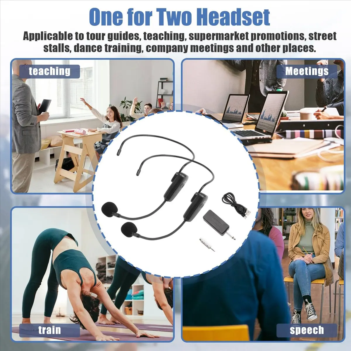 wilwill U12F Uhf One For Two Wireless Headset Microphone Amplifier Mixer Suitable For Teaching Guides Meeting Lectures