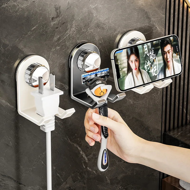 1/3pcs Wall Mount Shaver Holder Suction Cup Hook Razor Rack Waterproof Removable Strong Vacuum Hooks Kitchen Bathroom Organizer