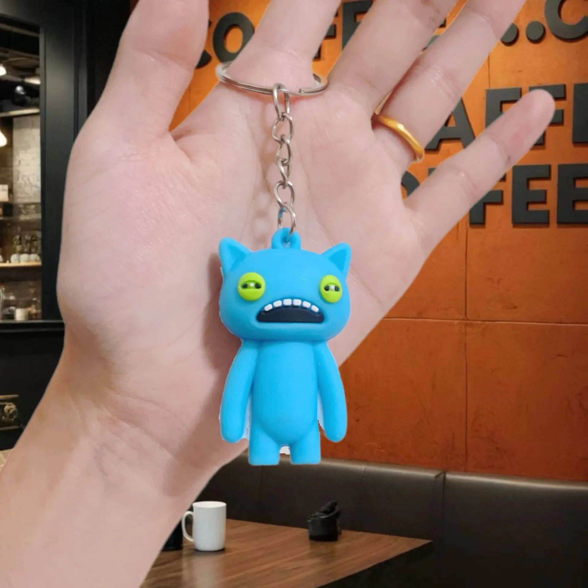 Fugglers Cute Keychains Ugly Teeth Monster Car Keys Chain Toys Kids Backpack New Key Ring Bags Fashion Pendant Decoration Gift