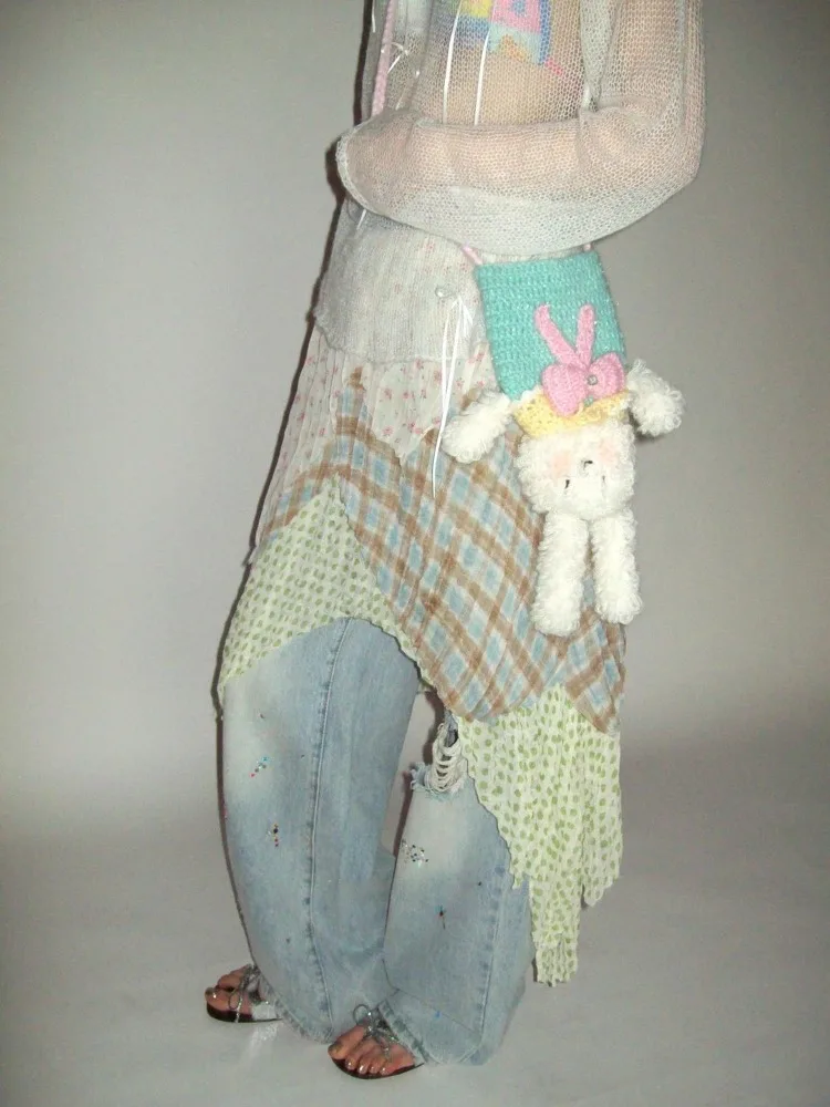 

Свежая клетчатая лоскутная юбка трапециевидной формы с цветочным принтом для женщин Y2k, юбки с высокой талией и нерегулярными рюшами, новинка лета 2021, Faldas De Mujer