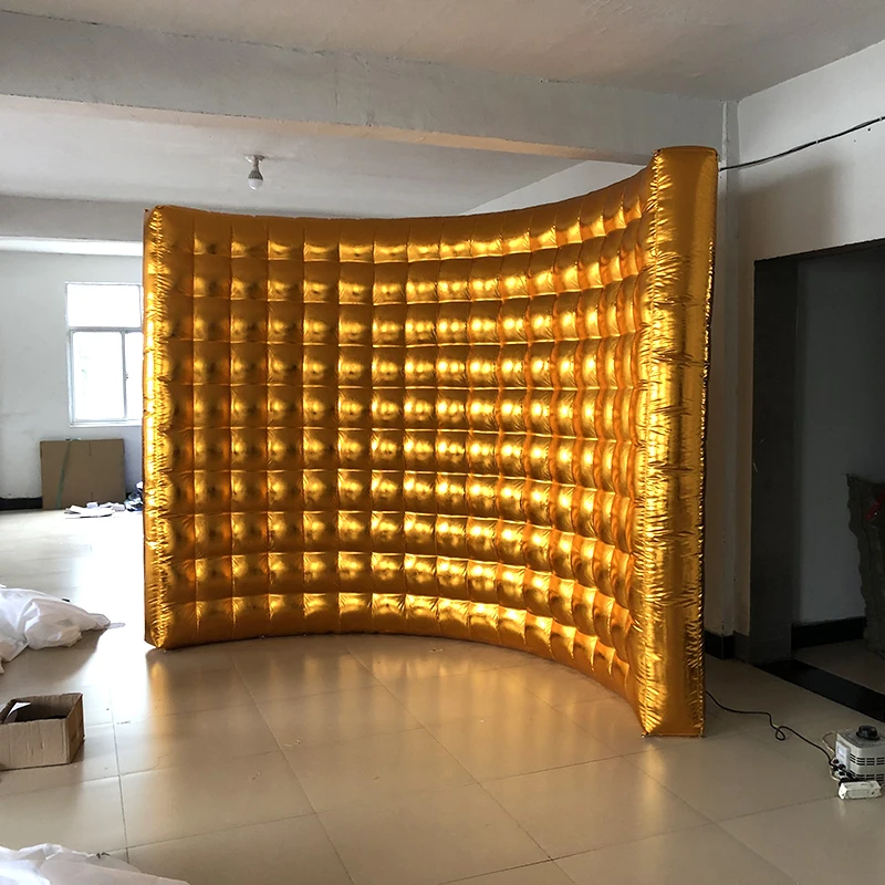 Poland Warehouse Stock 3m Golden/Silver Inflatable Photo Booth Wall Gold Silver Fotobudka 360  For Party Wedding Events Rental