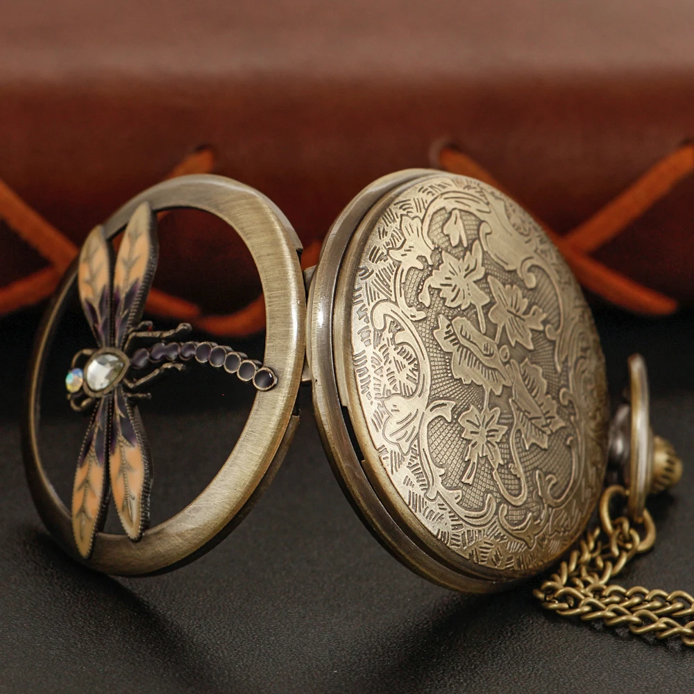 جديد ريترو برونزية الحشرات القديمة الرعب تحلق الحشرات ساعة جيب كوارتز الرجال والنساء قلادة ساعة Steampunk موضة هدية #6