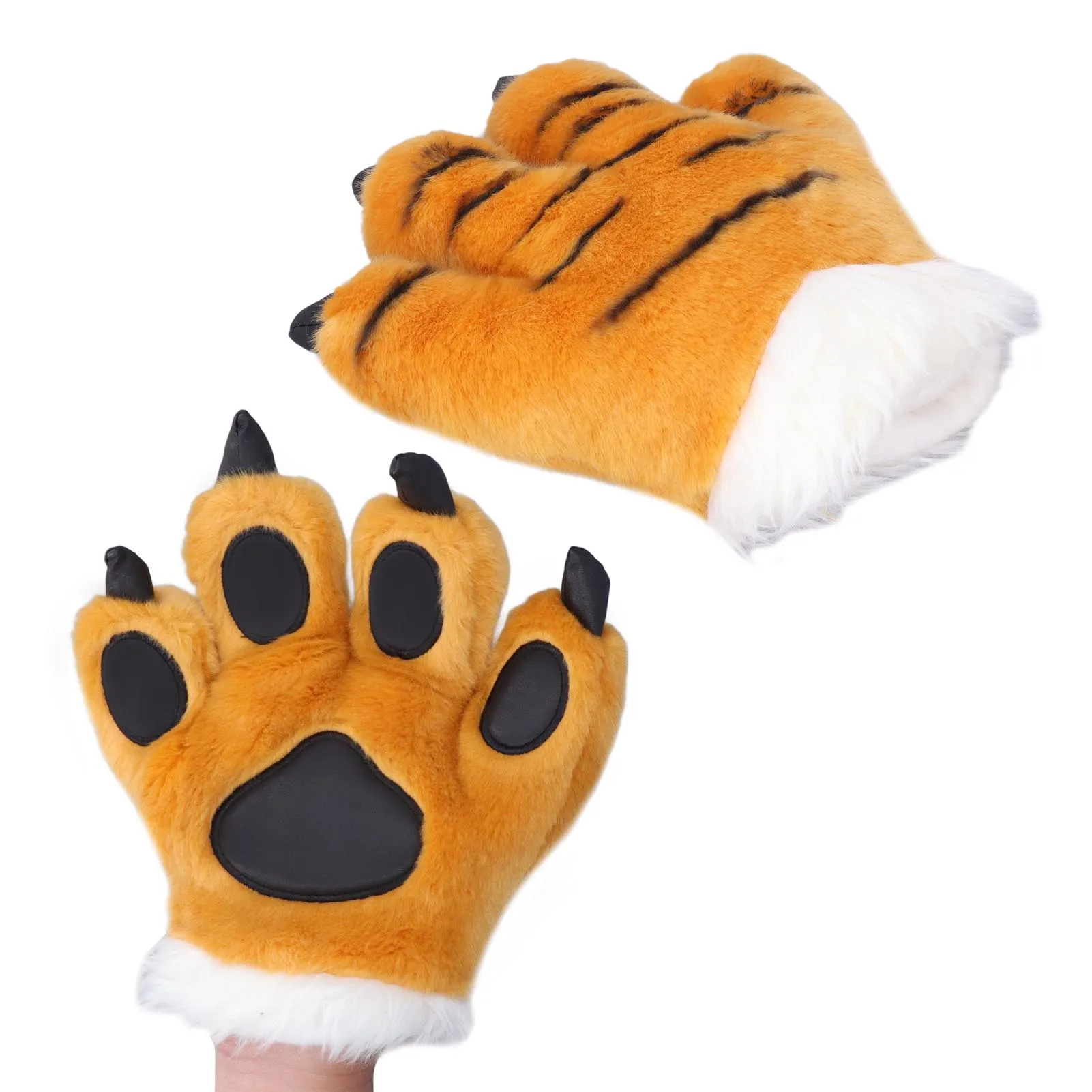 Simulation Animal Claw Gloves Cute Tiger Claw Plush Gloves Werewolf Costume Gloves Halloween Party Performanc