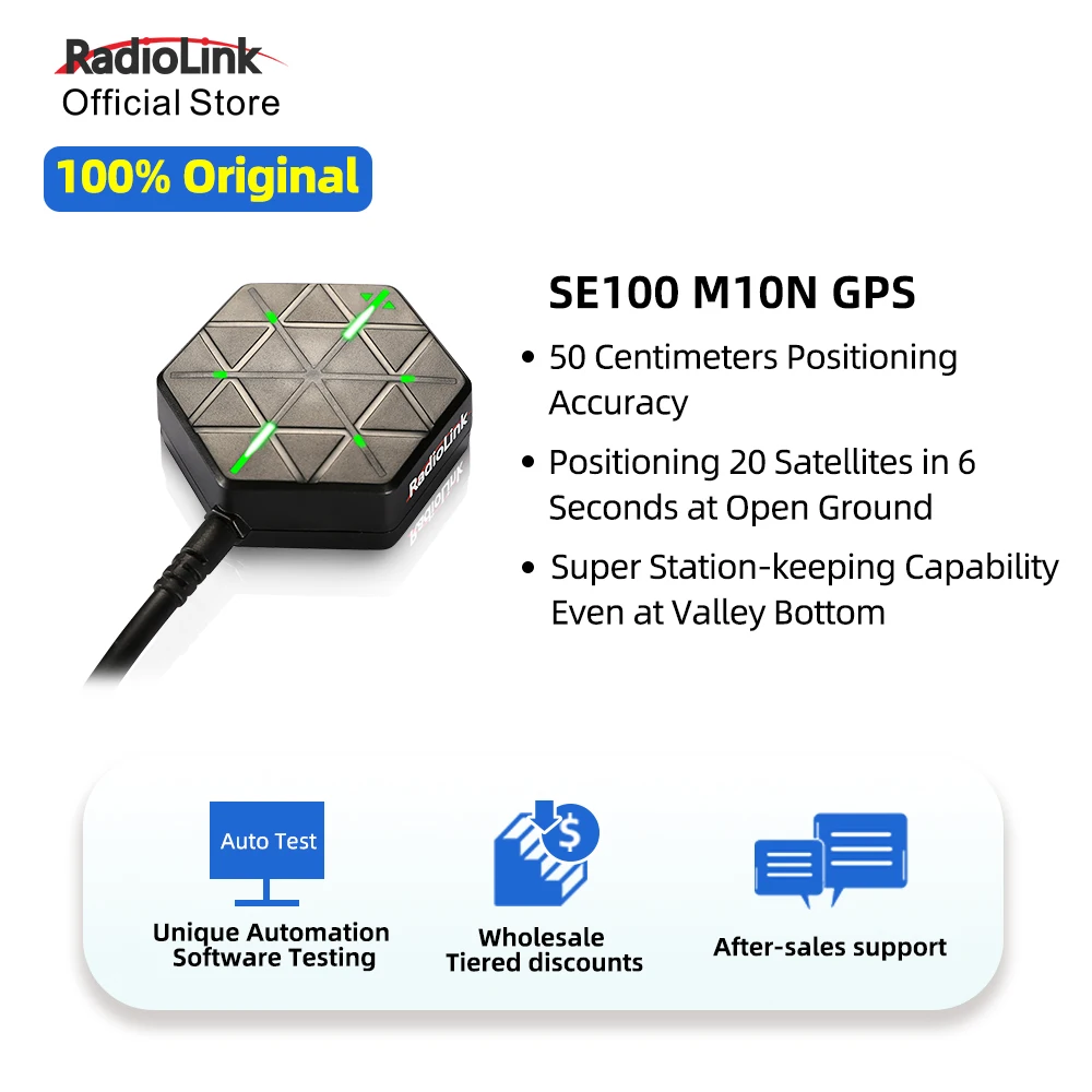 

Radiolink SE100 M10N GPS 10050 High Positional Accuracy Work with GLONASS/BeiDou for APM PX4 Pixhawk PIX6 Flight Controller