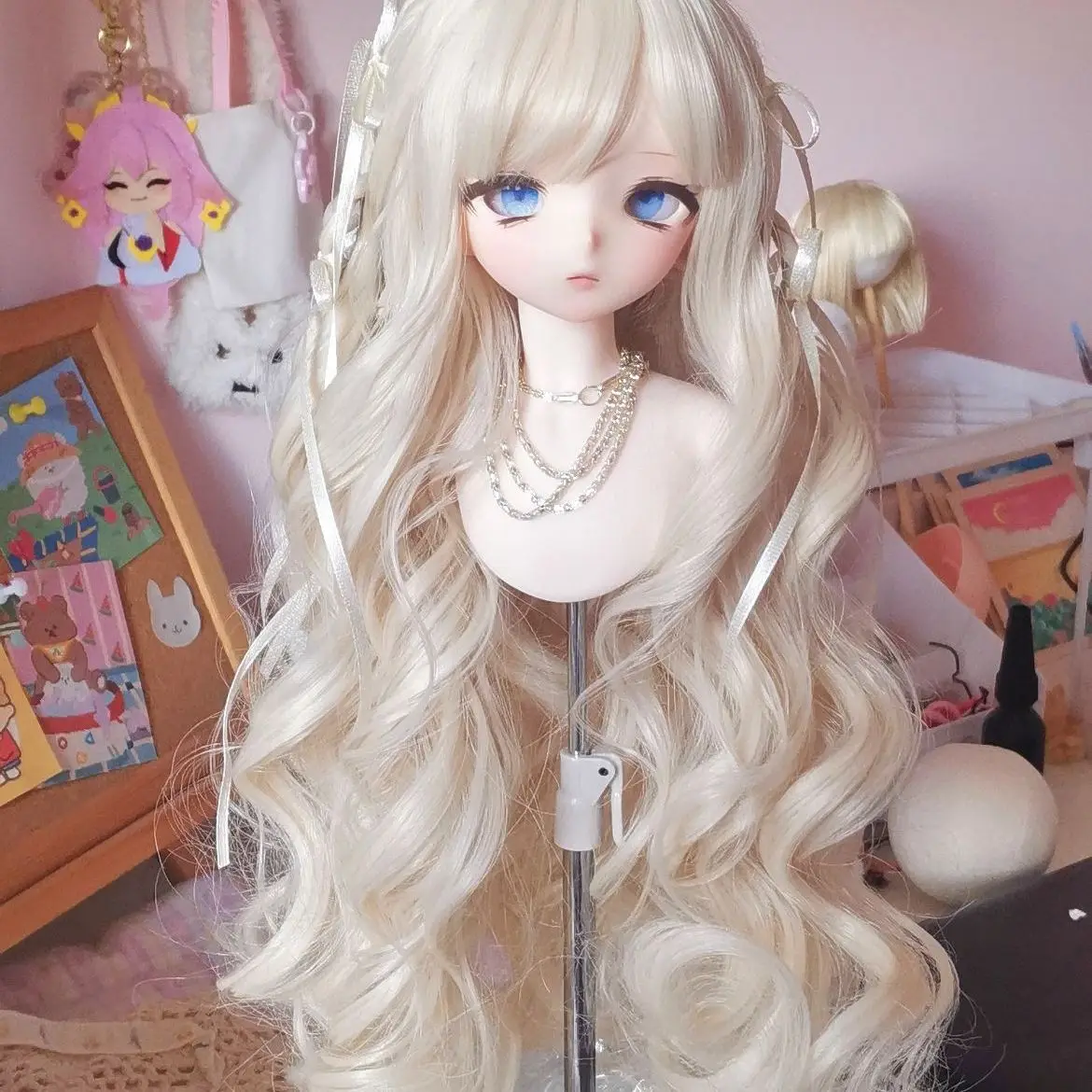 High Temperature Silk 1/3 1/4 1/6 Bjd Doll Wig Fashionable Water Ripple Long Curly Hair Girl Toy Bjd Doll Accessories No Doll