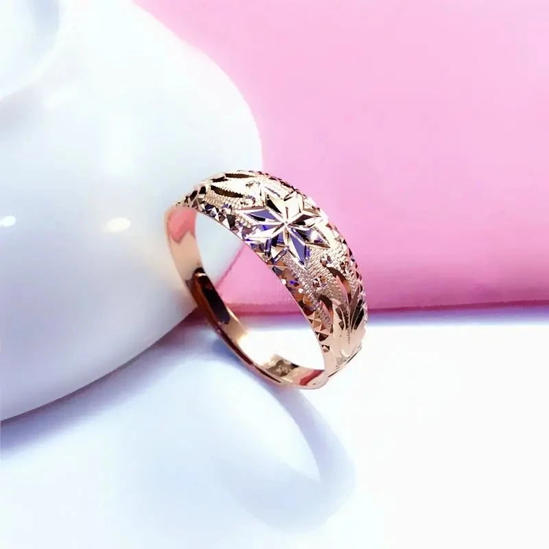 

585 purple gold 14K rose gold luxury shiny rings for women opening exquisite craftsmanship new classic jewelry mothers day gift