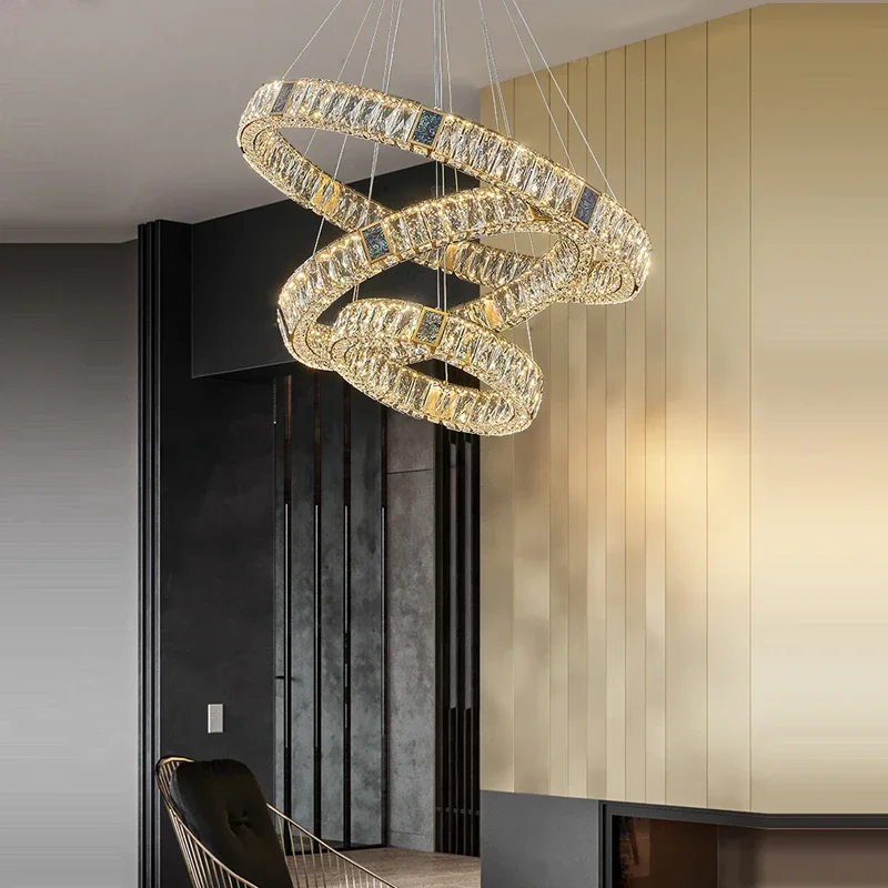 

Nordic Crystal Ring LED Chandelier for Living Dining Room Food Table Kitchen Bedroom Pendant Light Home Decor Lusters Luminaires