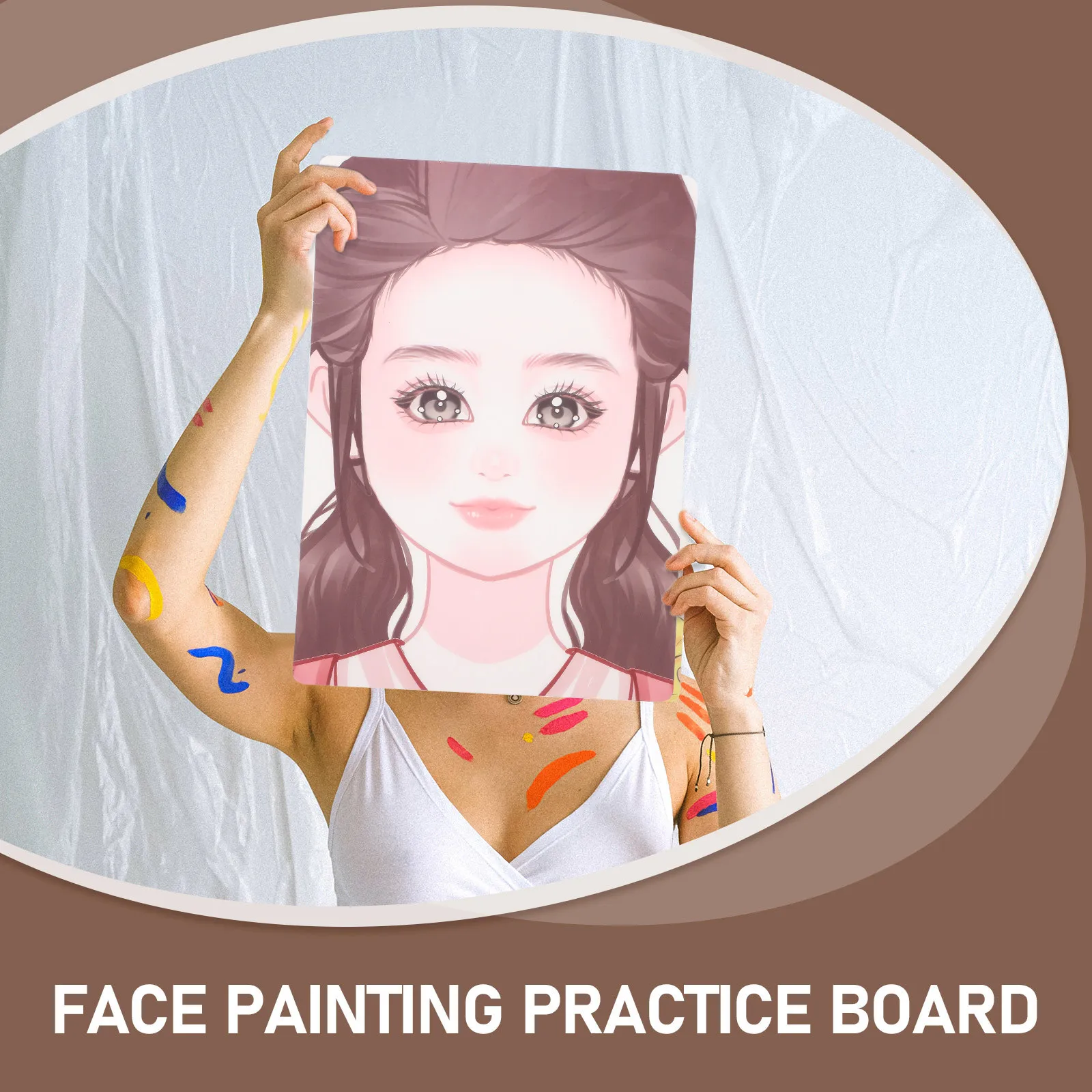 

1 Piece Face Painting Practice Template Reusable Washable Pet Makeup Training Board for Beginners and Professionals Face