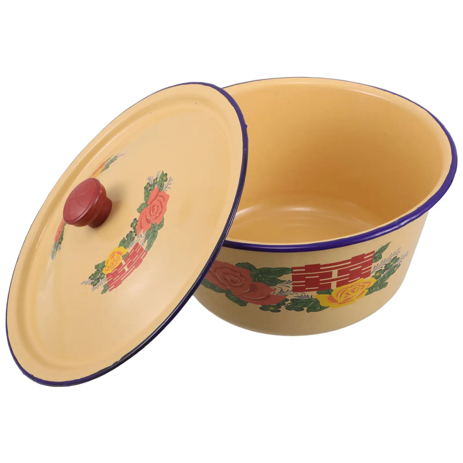 

Винтажная ретро-емкость из эмали, 23 см, желтая, глубокая, для смешивания, кухонная миска, тарелка для супа, салата, фруктов, лапши, миска для мытья, суповые миски