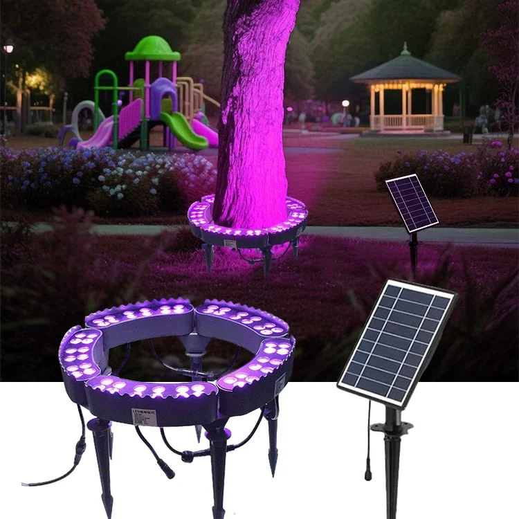 Outdoor Waterproof IP65 Rainy Day Uninterruptible Solar Garden Tree Hugging Light Splicing Dimming Rgb Garden and Courtyard Lamp