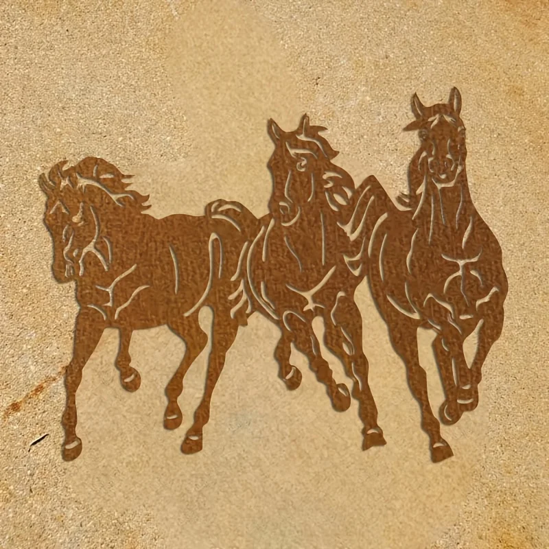 1pc of Galloping Horse Metal Wall Decoration - Three Galloping Sculptures,Rustic Farmhouse Decoration, Suitable for Living Rooms