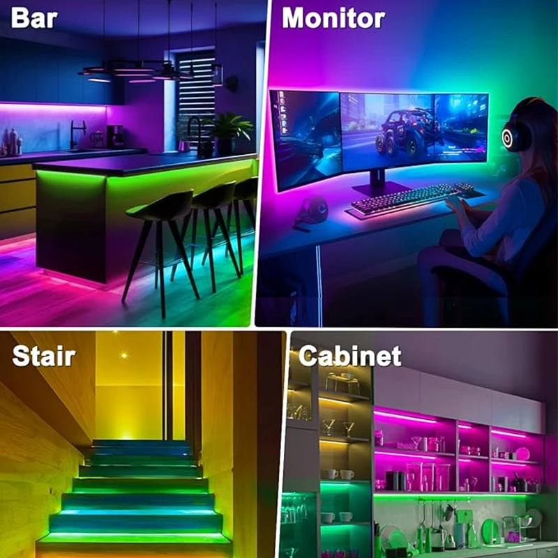 USB Led قطاع أضواء RGB مصباح ليد التحكم الذكي APP للتلفزيون الخلفية عيد الميلاد حفلة ديكور المنزل الإضاءة الشريط الشريط للغرفة