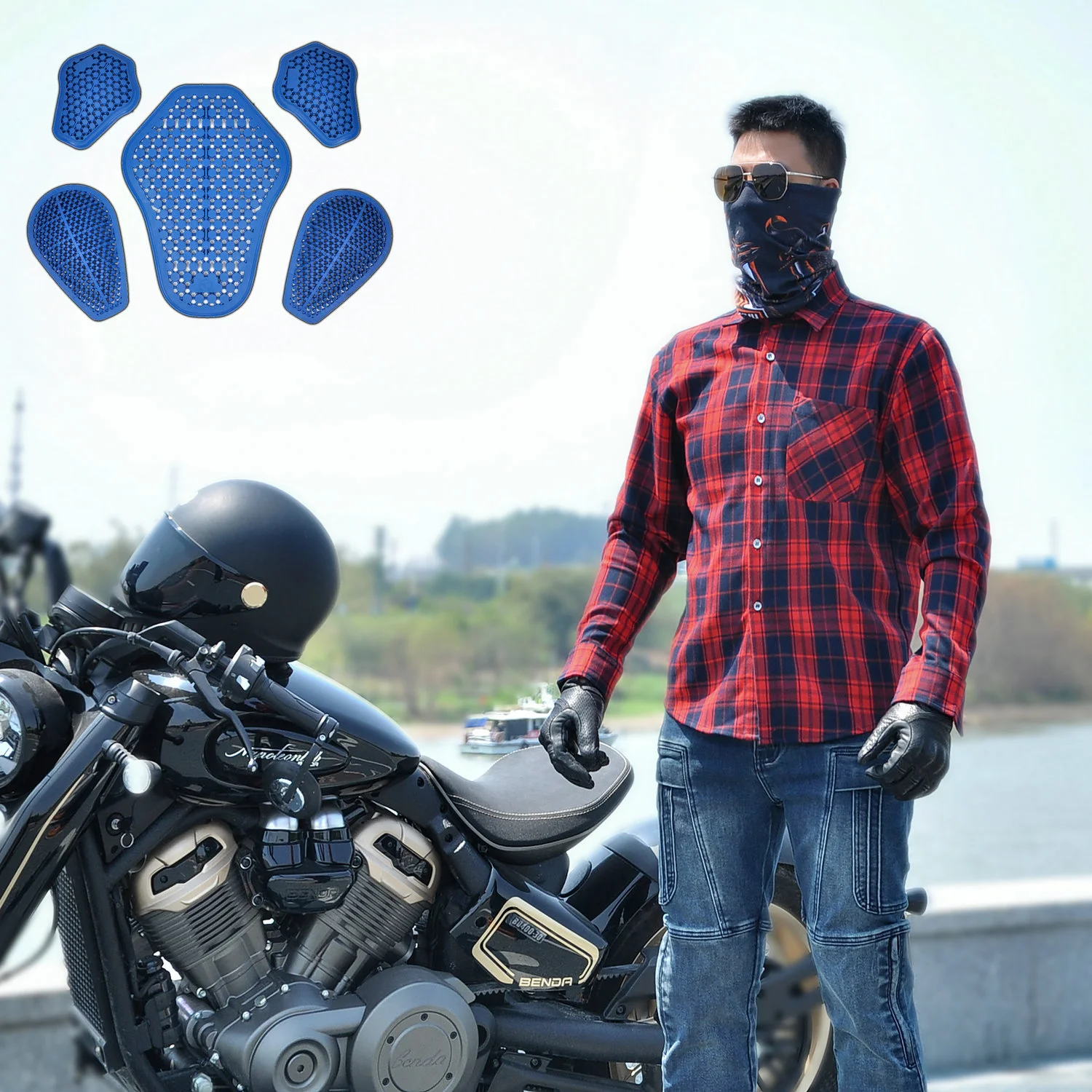 

VOLERO motorcycle riding clothing, casual retro for all seasons, Kevlar motorcycle checkered shirt, anti-drop down jacket