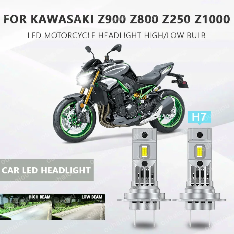 

For Kawasaki Z900 Z800 Z250 Z1000 LED Motorcycle Plug-and-Play Headlight High/Low H7 12V White