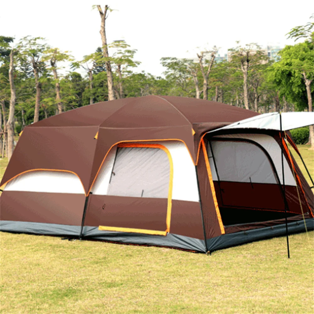 Big Waterproof Camping Tent with 2 Rooms and One Living Room, Outdoor Garden Travel Hiking Tent, 430x305x210cm