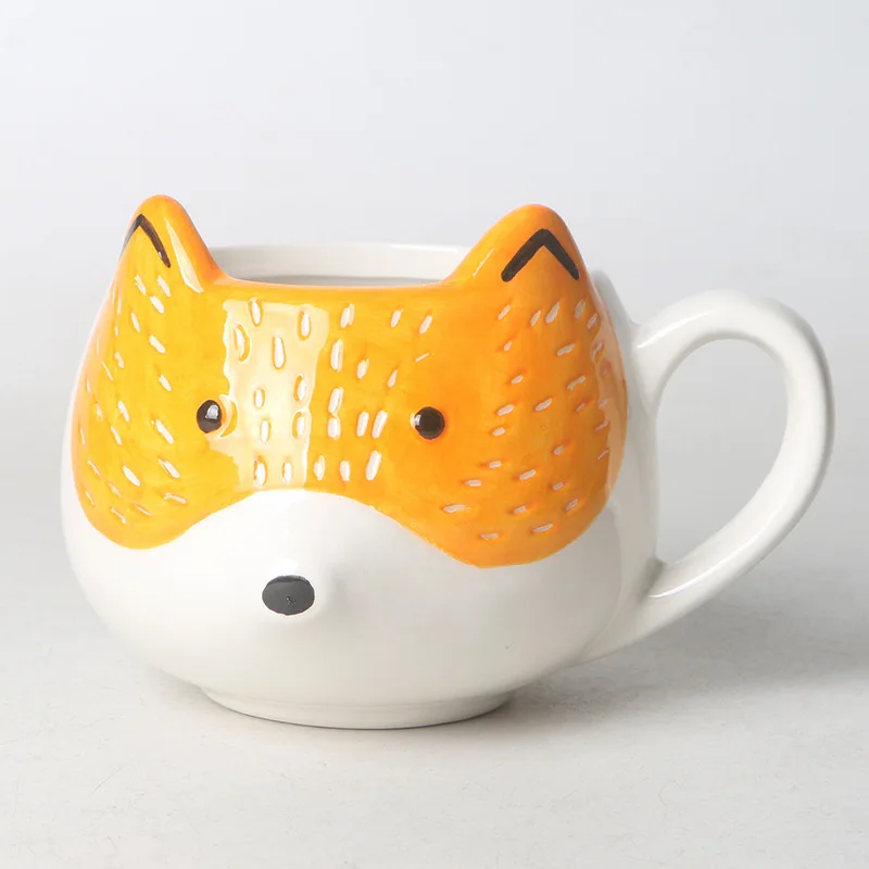 Cartoon Fox Ceramic Mugs Creative Coffee Cups Cute Animal Milk Cup Breakfast Mug Kitchen Drinkware Birthday Gifts view 2