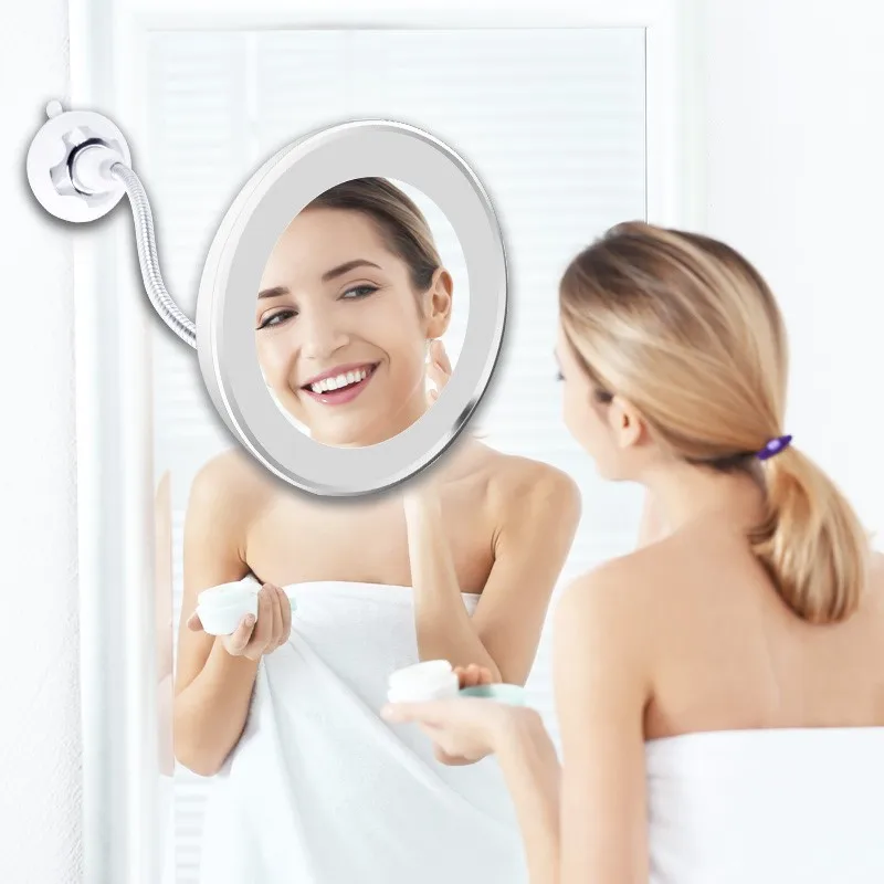 10X LED Mirror Makeup Mirror Flexible Mirror illuminated Magnifying Vanity Mirrors with Light Make up Miroir Bathroom Mirrors