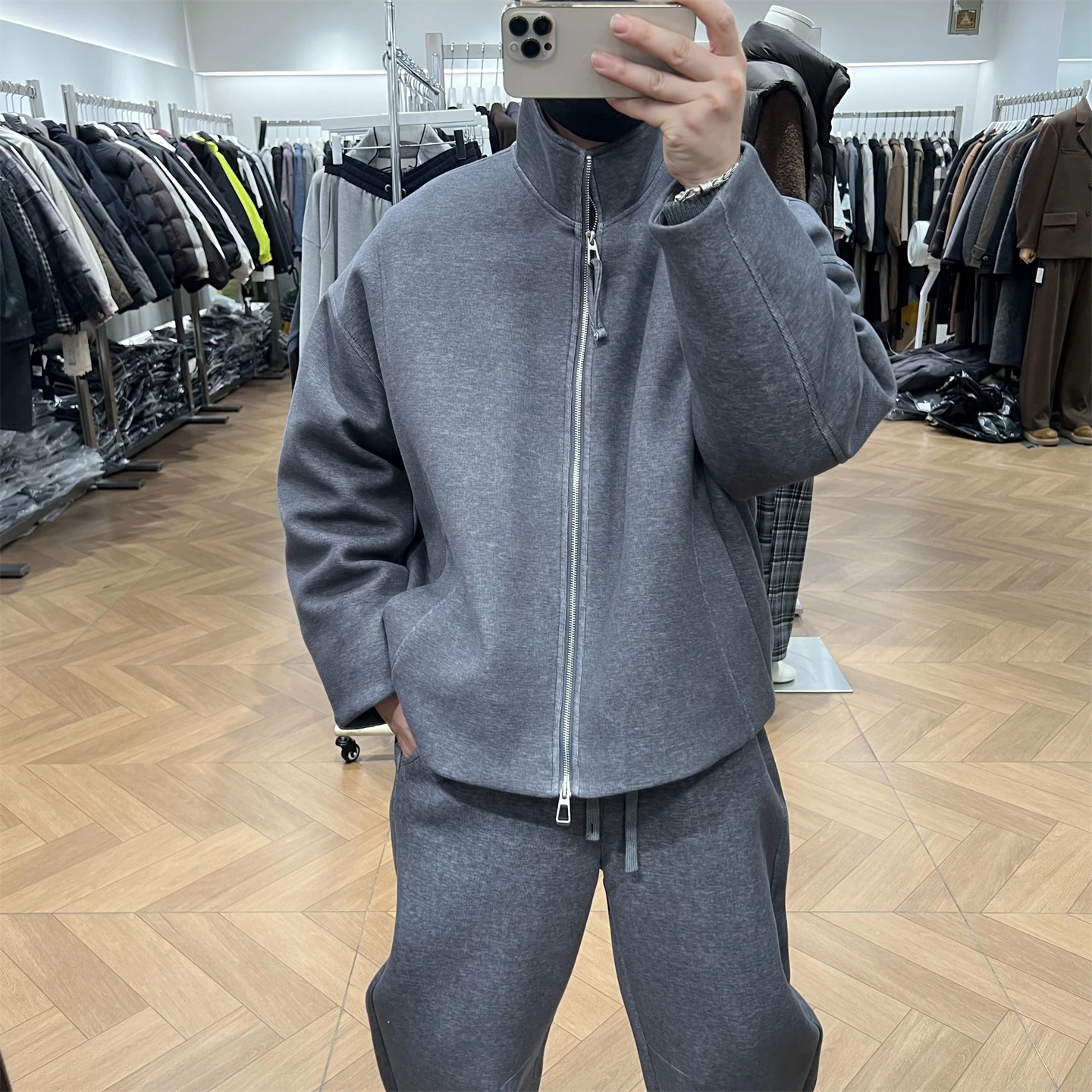

Outdoor Sports Casual Hoodie down Jaet Two-Piece Set Men's Winter American Loose Commute Wide Leg Pants Men's Clothing