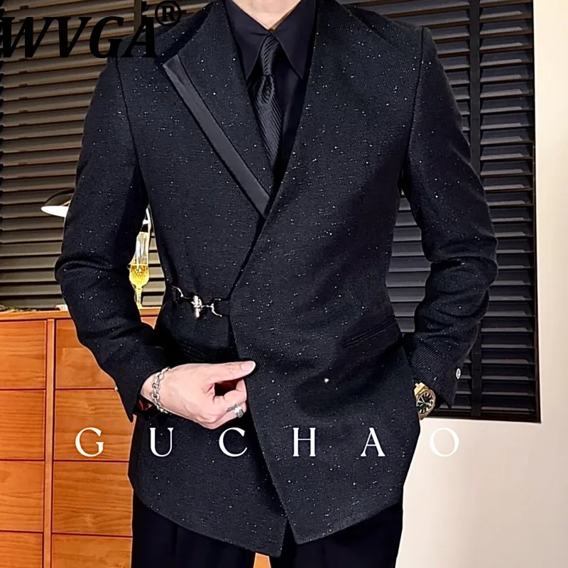 

Новый мужской пиджак WVGA в стиле «Звездное небо» с отложным воротником, модный повседневный блейзер с застежкой-кнопкой, модель W21994