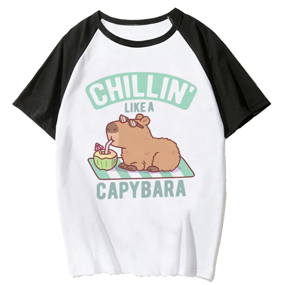 

Capybara t shirt women Japanese tshirt girl manga clothing