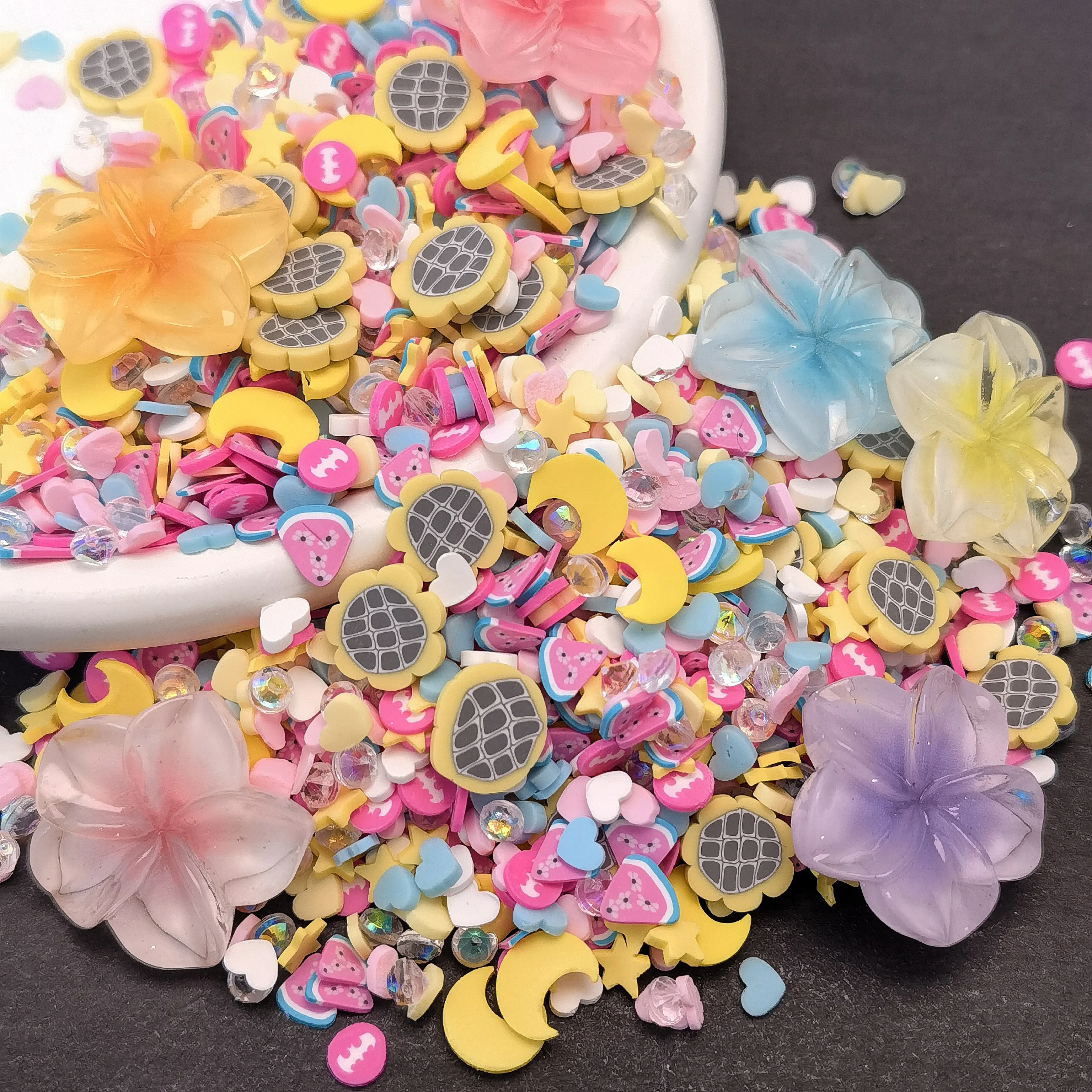 Resin Flower Mixed Polymer Hot Clay Sprinkles for Slime Fruits Slices Decoration DIY Crafts Making Nail Arts Accessories