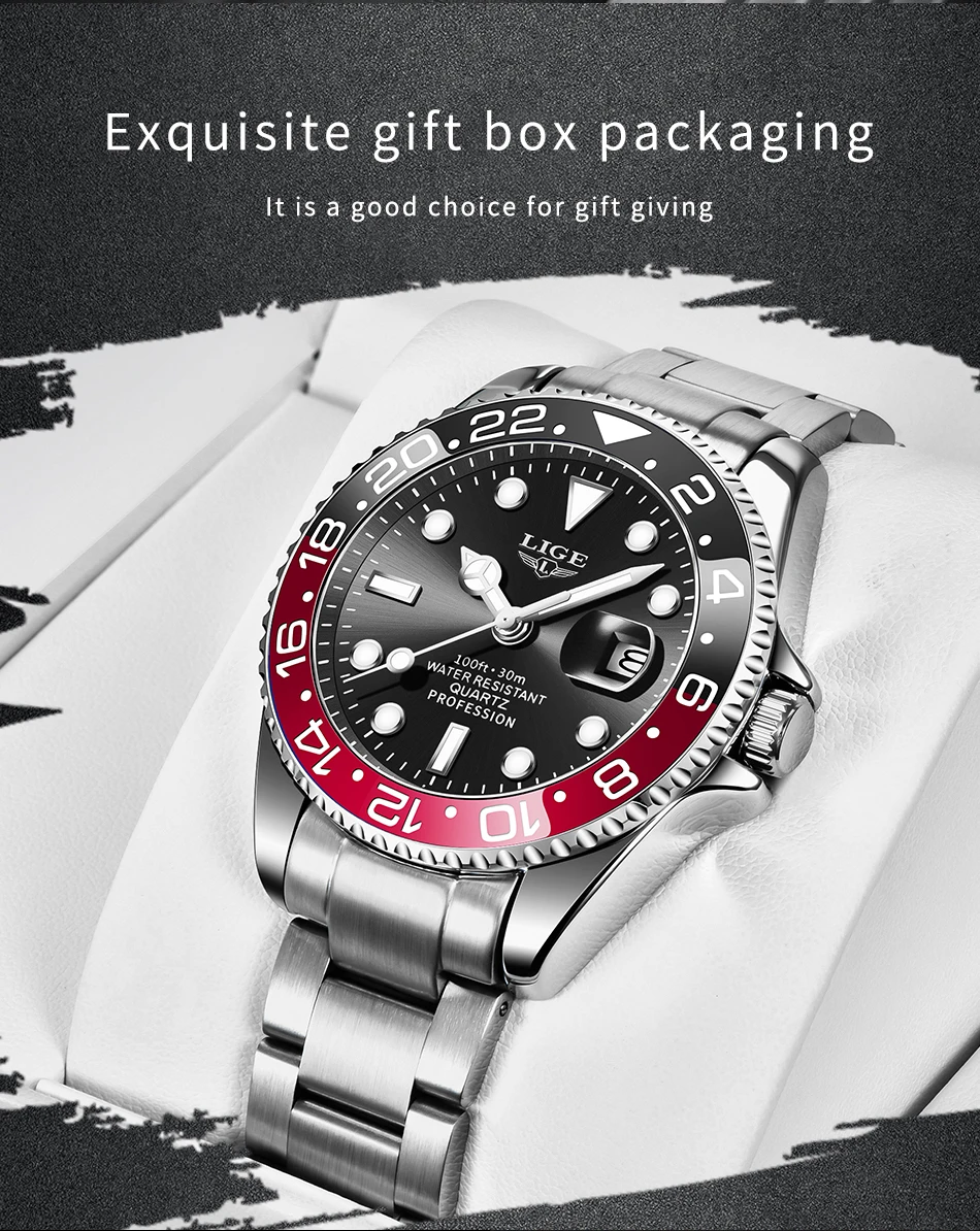 LIGE Top-Marke Mode Herrenuhr Business Luxus Quarz-Armbanduhren Leuchtend Wasserdicht Stahl Sportuhren Herren Geschenke Reloj – Detail 13