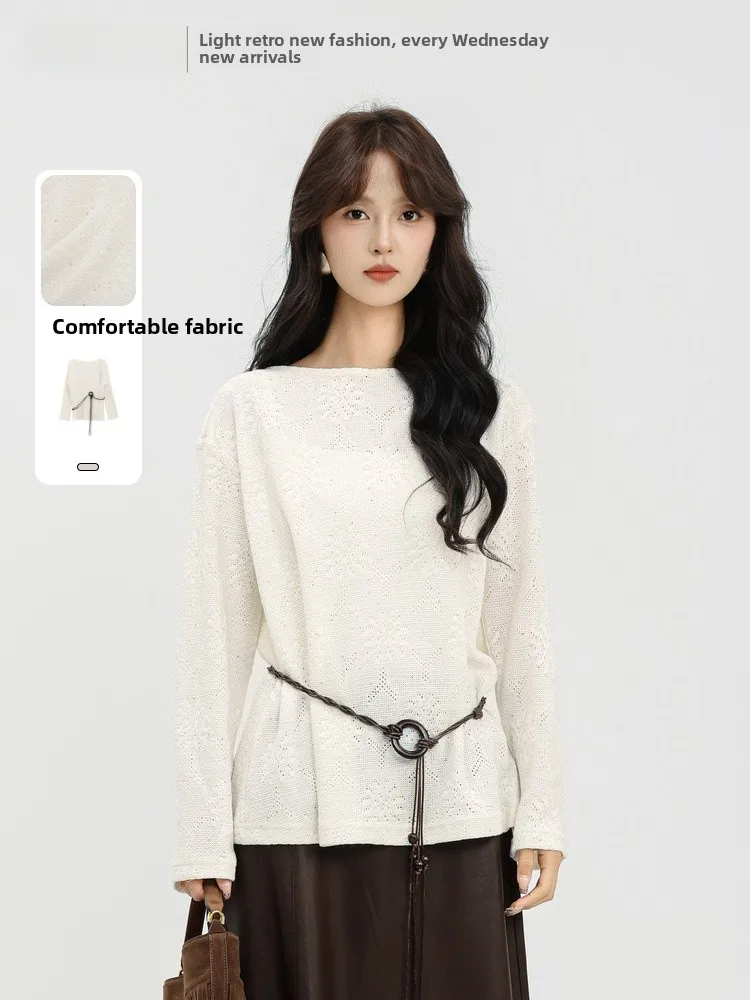 

Ele Long Sve round Ne Knitted Sweater Versatile Women's Faion Spring 2026 Memory's Starting Point JYDQD