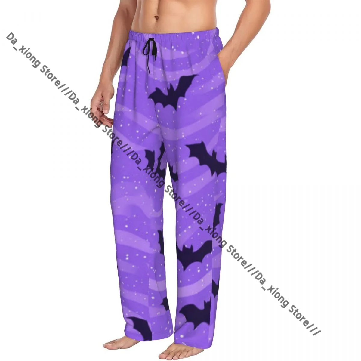 Whimsical Waves And Scattered Bats Mens Pajamas Pyjamas Pants Lounge Pants Sleep Bottoms