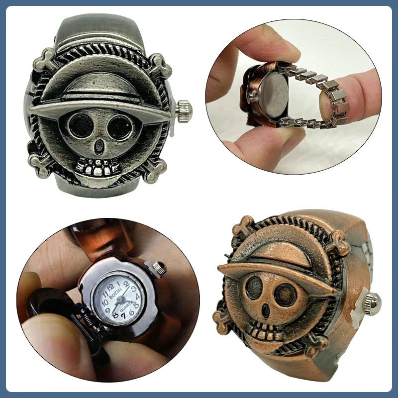 قطعة واحدة فنجر ساعة كارتون خمر الشرير البسيطة حزام مطاط سبيكة الساعات زوجين خواتم مجوهرات ساعة كوارتز ساعة خواتم هدية #1