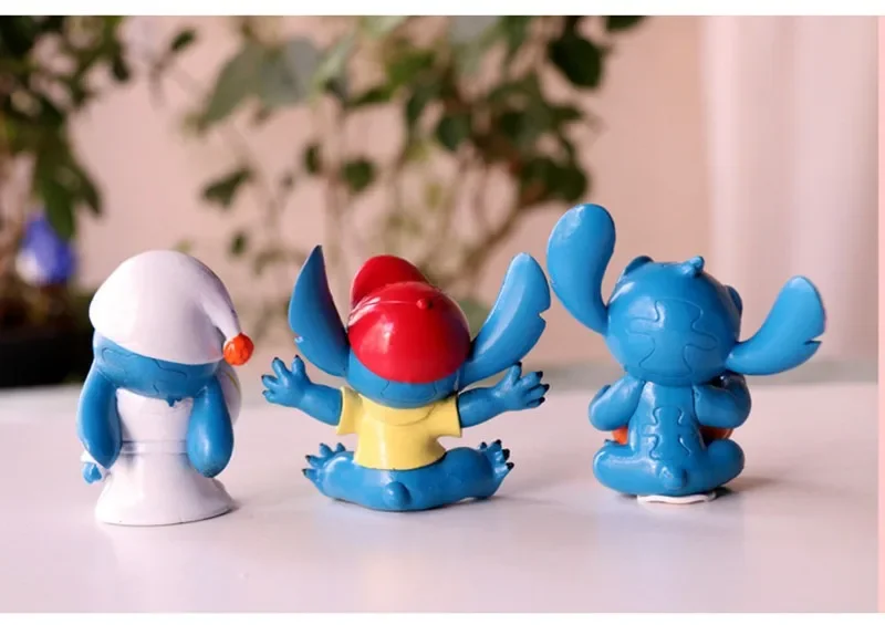 Disney Lilo Stitch ของเล่นการ์ตูนอะนิเมะ Lilo & Stitch Angel Action Figure เดสก์ท็อปเครื่องประดับ Stitch เค้กตกแต่งเด็กของขวัญ