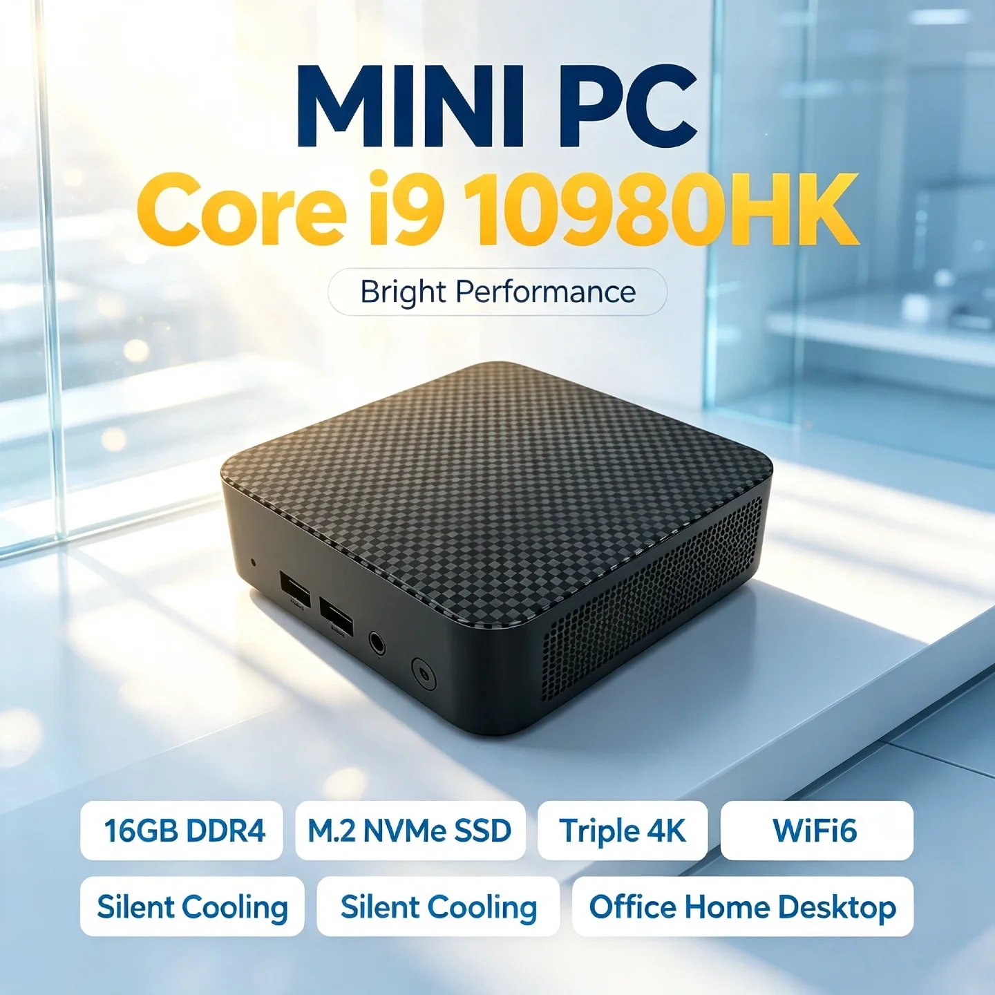 Core i9 10980HK Intel Portable Mini PC 16GB DDR4 M.2 NVMe SSD Triple 4K WiFi6 Silent Cooling Office Home Desktop Computer 2026