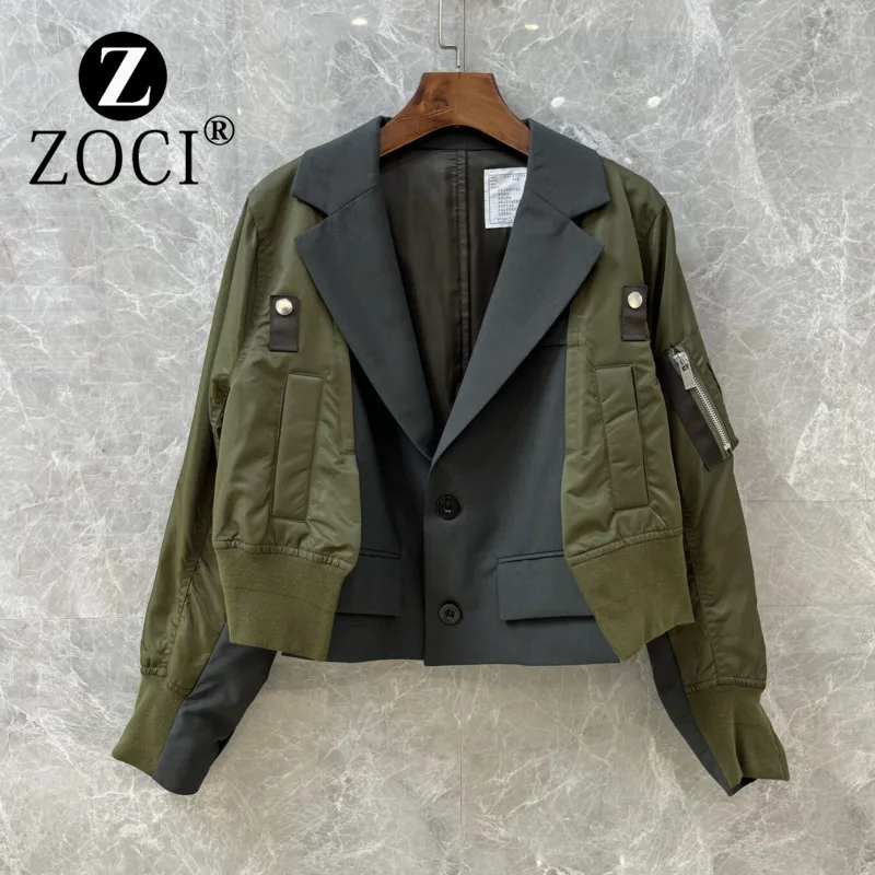 [ZOCI] Niche Day Heavy Industry Wool Suit Splicing Slit Short Handsome Workwear Jacket