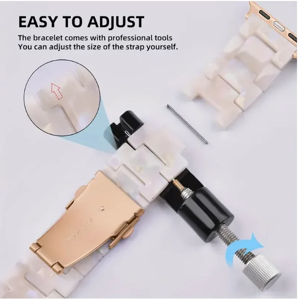 애플워치 스트랩 - 조절 가능, 방수, 내구성 있는 스트랩, SE 10 9 8 7 6 5 4 3 3 2 울트라, 사이즈 38-49mm 스타일리쉬 레진 팔찌