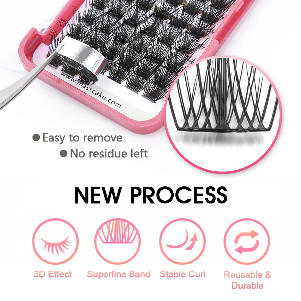 MASSCAKU DIY Cluster Eyelash Extension Segmented 72Cluster High Quality Easy to Operate Professional Russian Volume Cilia Makeup