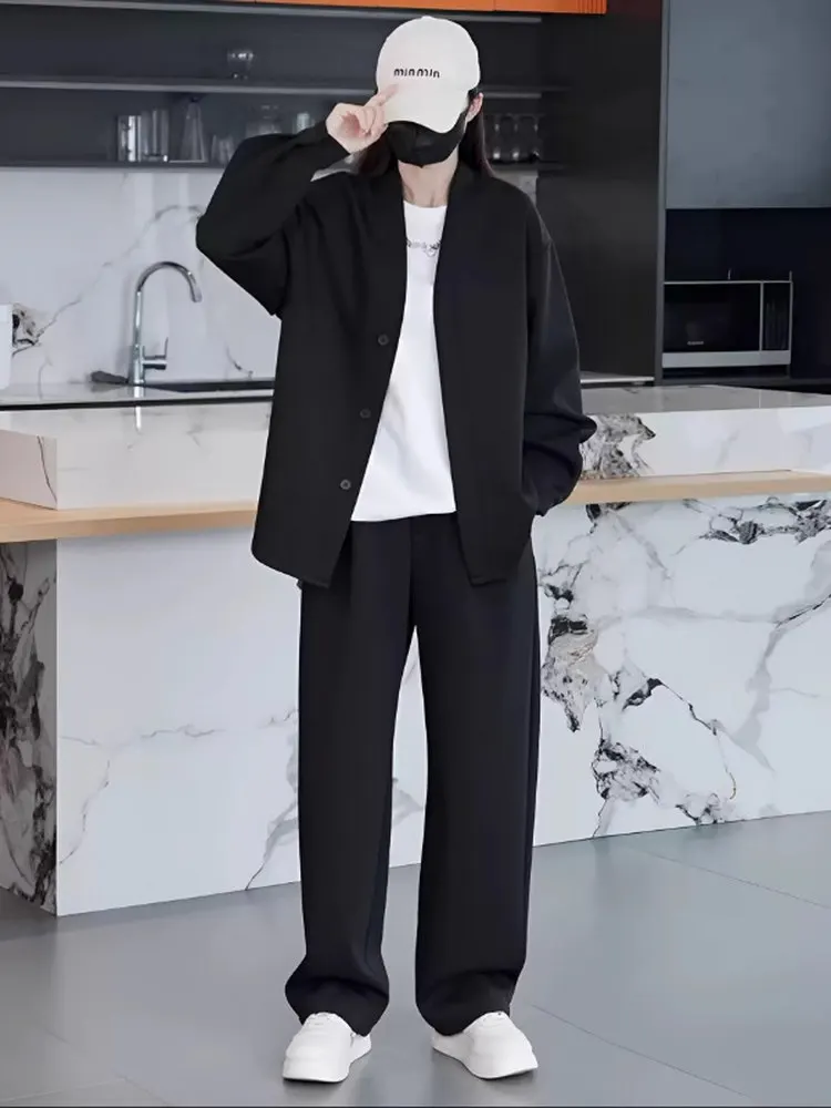 plus Size Men's Casual Sportswear Set Autumn New Style Old Money Style Long Sleeve Jacket And Long Pants Two Piece Set 300 Po...