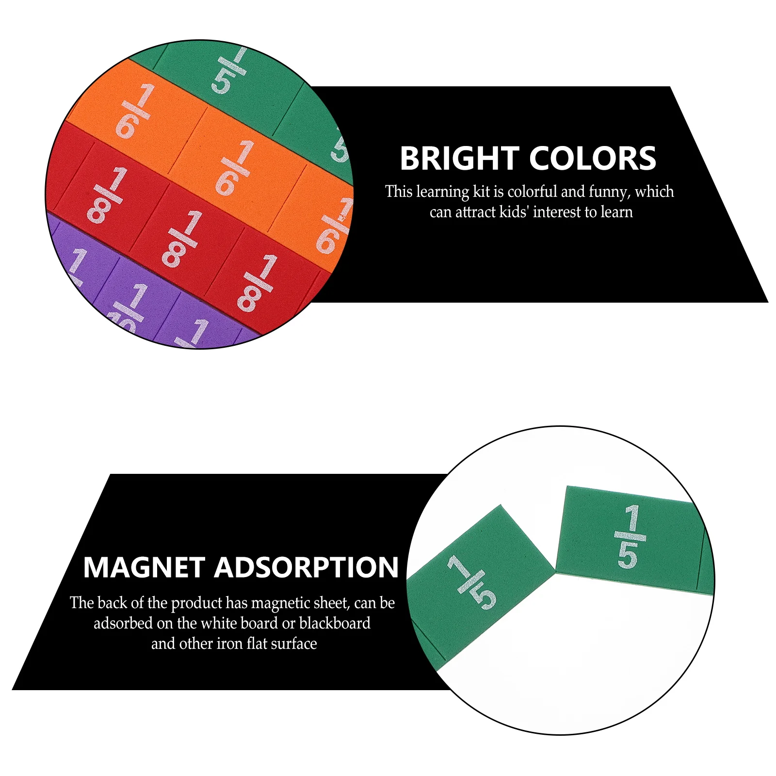 1 conjunto de blocos de fração magnética educacional aprendizagem precoce manipuladores matemática colorido eva numberpuzzles seguro visualizar