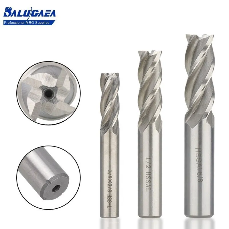 

Inch 4 Flute HSS End Mill Metal Cutter Milling Cutter 1/16-3/4 CNC Router Bit Machining Straight Shank Milling Bit Tools