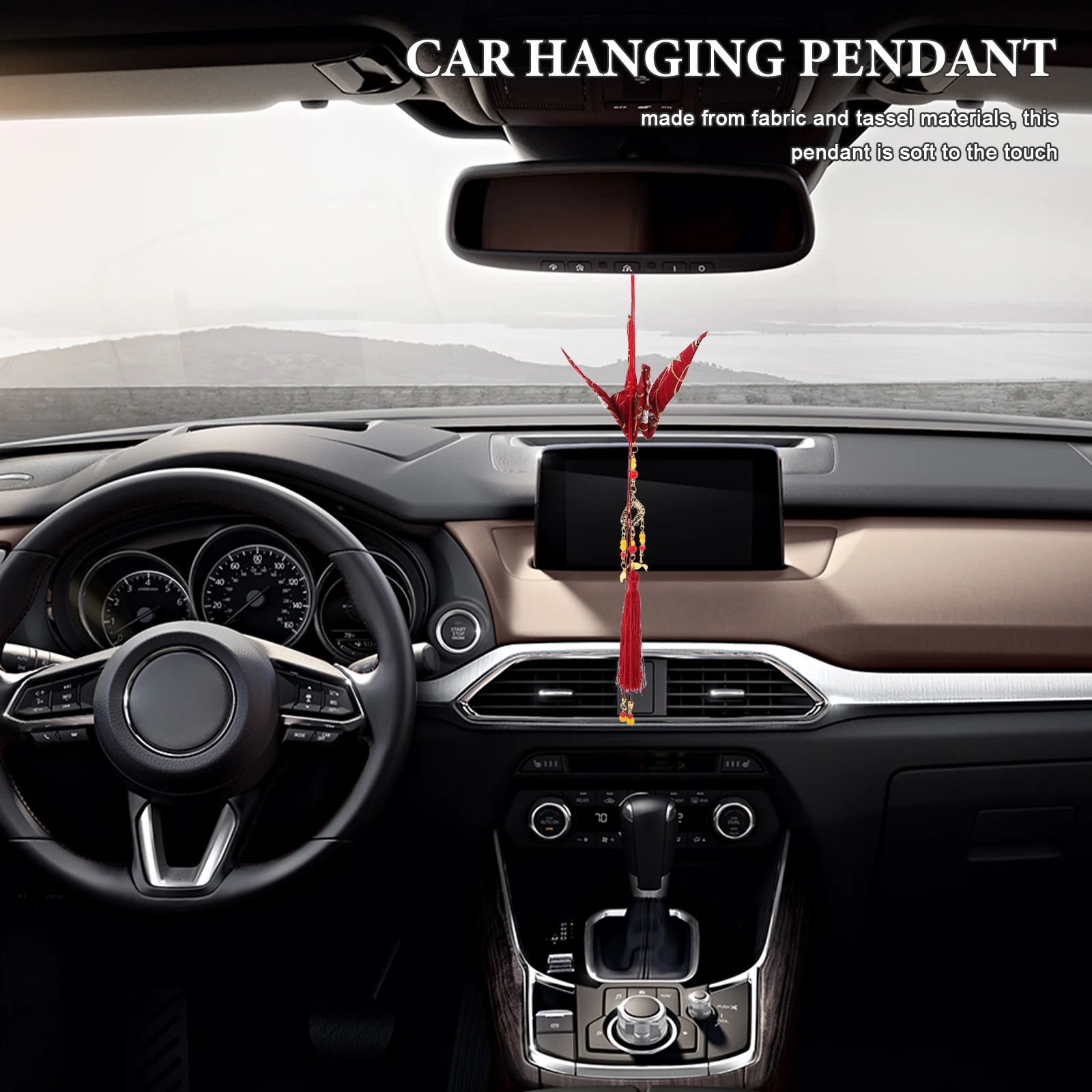 

Car Hanging Pendant Fabric Origami Crane Chinese Knot Red Tassel Lucky Charm For Car Mirror Home Decor 2025 Lunar New Year