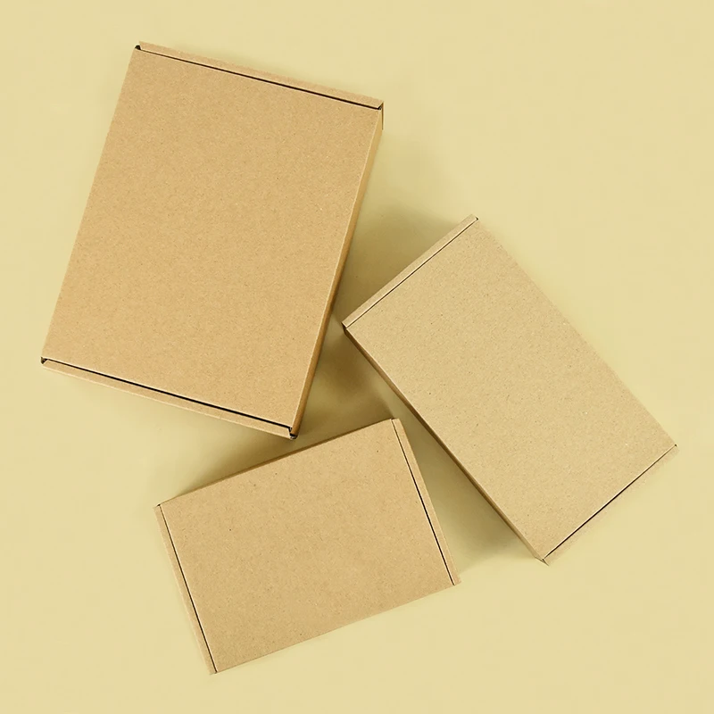 5Pcs 3 Sizes Brown Kraft Paperboard Gift Packaging Box Case Christmas Wedding Birthday Party Favors Cardboard Boxes Supplies