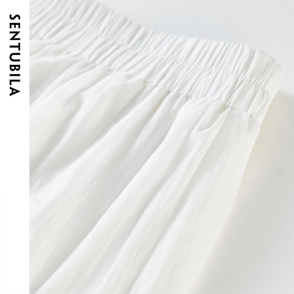 SENTUBILA falda blanca para mujer 2025 verano elegante Casual A-Line faldas plisadas 100% faldas de playa de algodón ropa de mujer W52QA2345