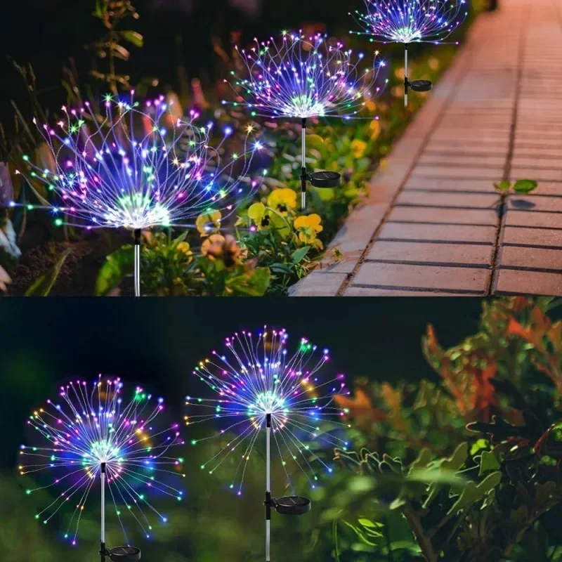 Led Solar Fireworks Lights Outdoor Waterproof 8 Lighting Modes Solar Powered Fairy Lights for Garden Balcony Lawn Decoration