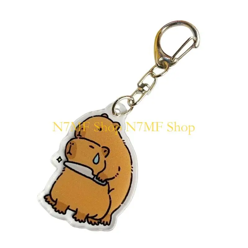 

N7MF Яркий акриловый брелок в виде капибары, кулон, легко носить с собой для школы, офиса, дома