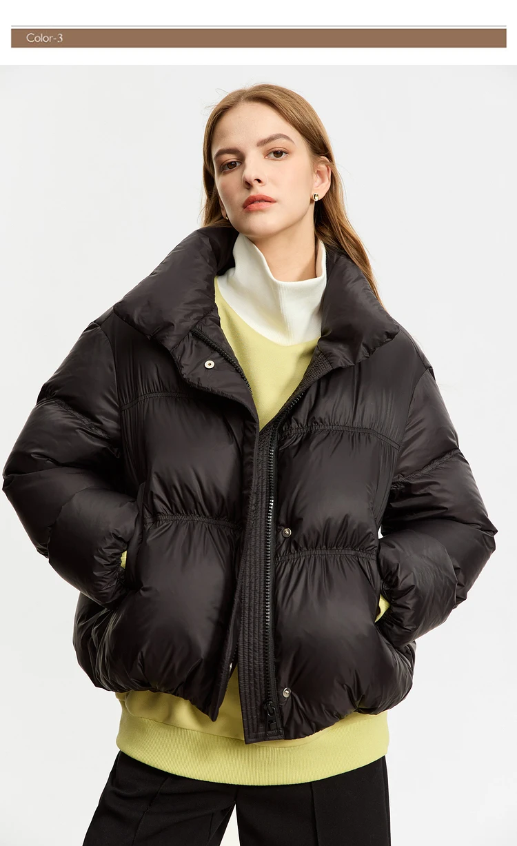 AMII Minimalist Women's Winter Down Jacket Zipper Button Warm Short Overcoats 2025 Winter New Female Solid Down Jacket 12344053