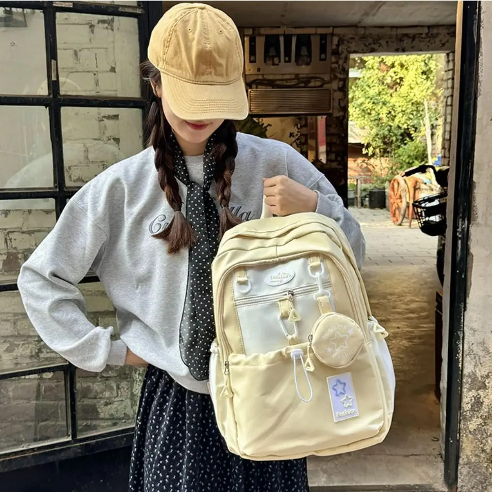 Sweet Star Women Backpack Cartoon Korean Style Nylon Shoulders Bag Large Capacity Harajuku Student Schoolbag