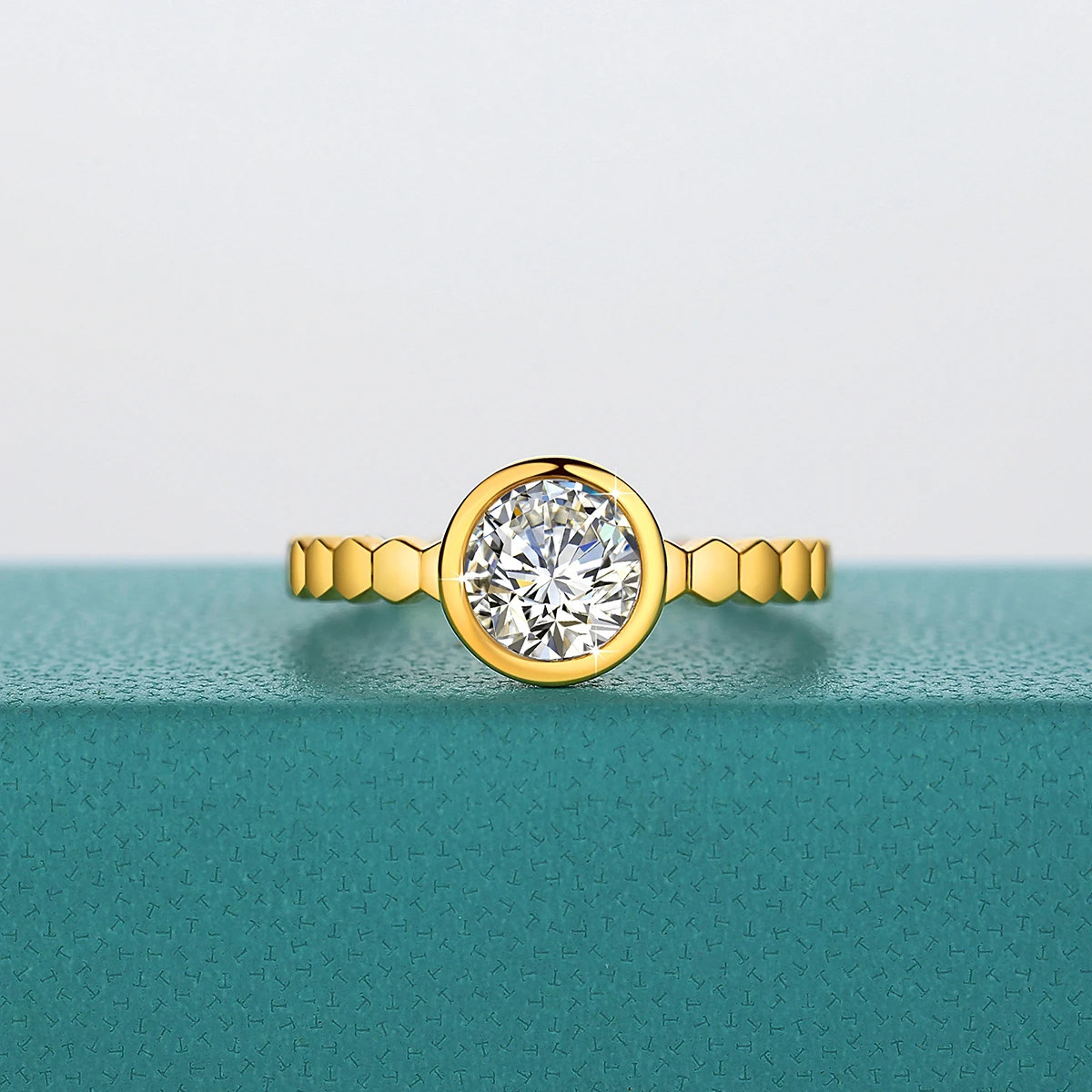 1ct 6.5mm Moissanite Rings for Women Honeycomb Bubble 14K Gold Ring Romantic Engagement Gift with Certificate Fine Jewelry