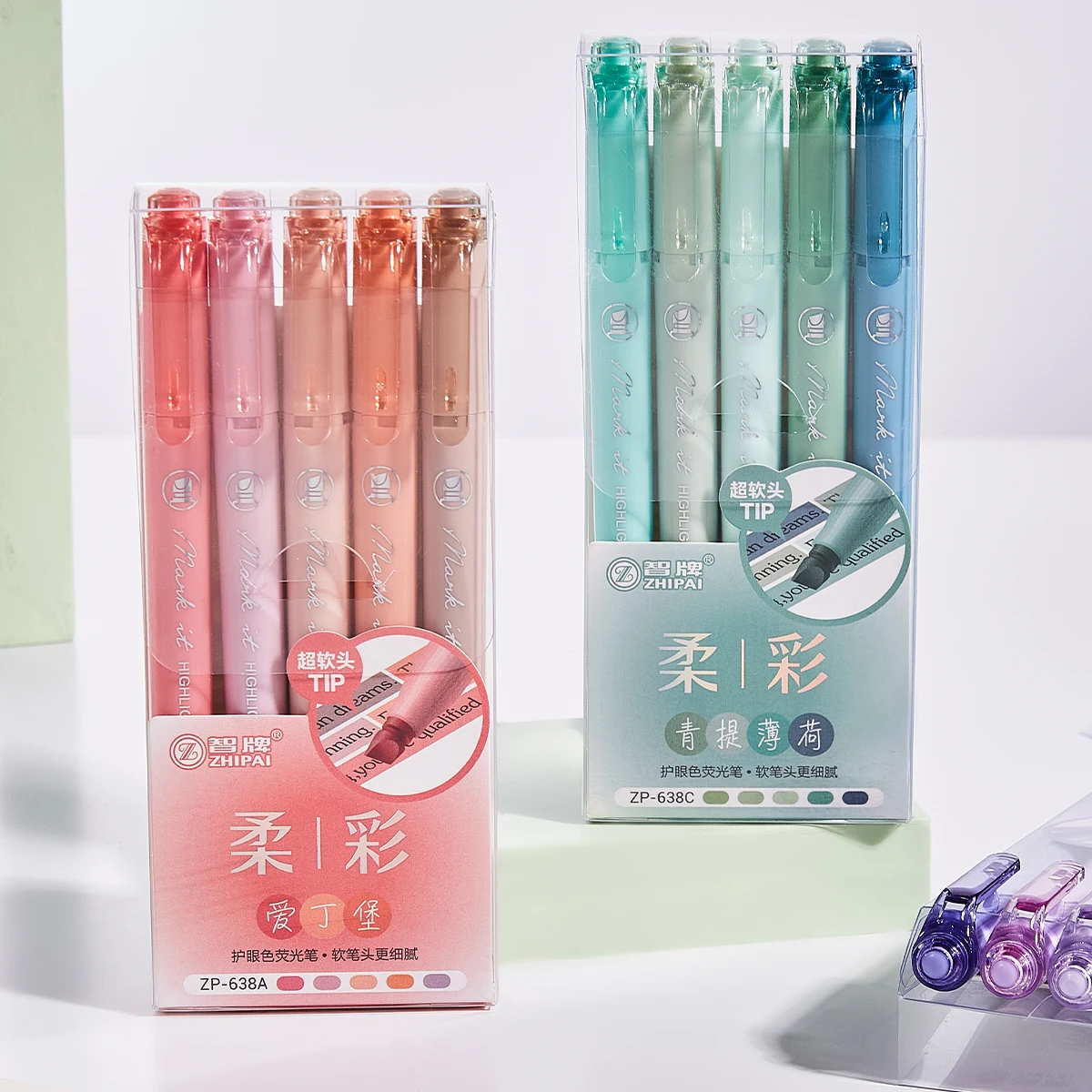 5pcs/set Pastel Highlighters Marker Colors Fluorescent Hook Pen Colored Mark Pen Japanese Stationery School Supplies Kawaii