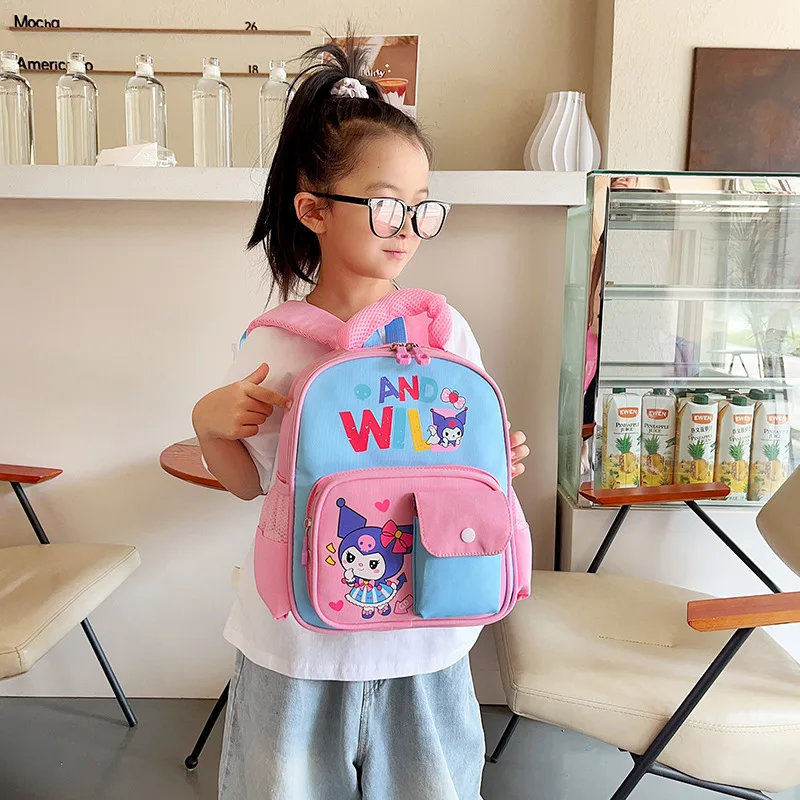 Sanrio Kulomi cute cartoon contrasting color children's schoolbag new boys and girls casual simple fresh student backpack girls