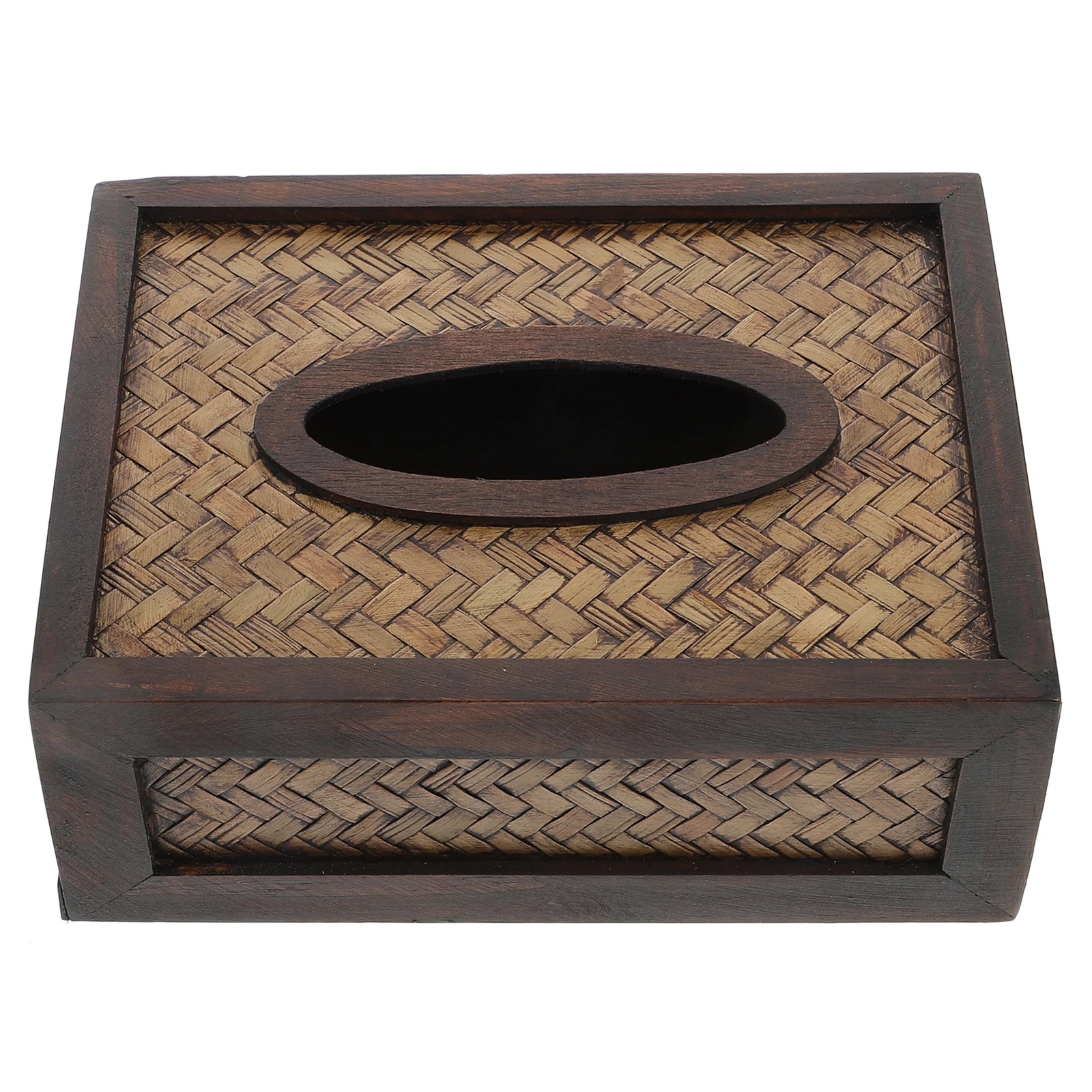 

Rattan Weaving Tissue Holder Tissue Box Home Decor Practical Vintage Wooden Crafted No Burr Safe Desk ganizer