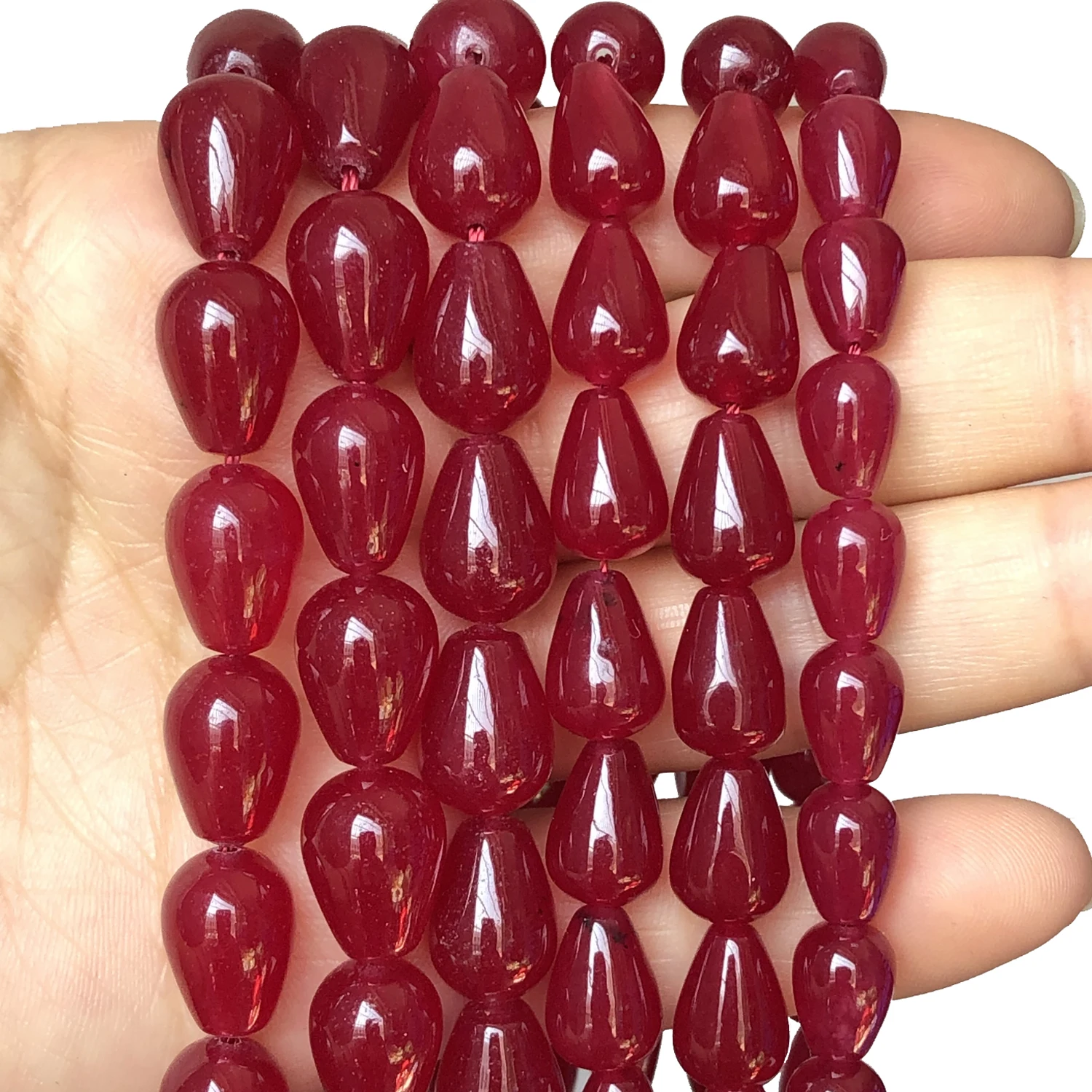 Natural Stone Water Drop Red Chalcedony Jades Beads Loose Spacer Beads For Jewelry Making Diy Energy Bracelet Necklace Earring